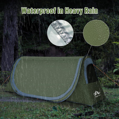 Night Cat Pop-up Camping Tent: 1 Person Tent Waterproof Instant Easy Setup Tunnel Tent Fits with Camping Cot (Excluded)