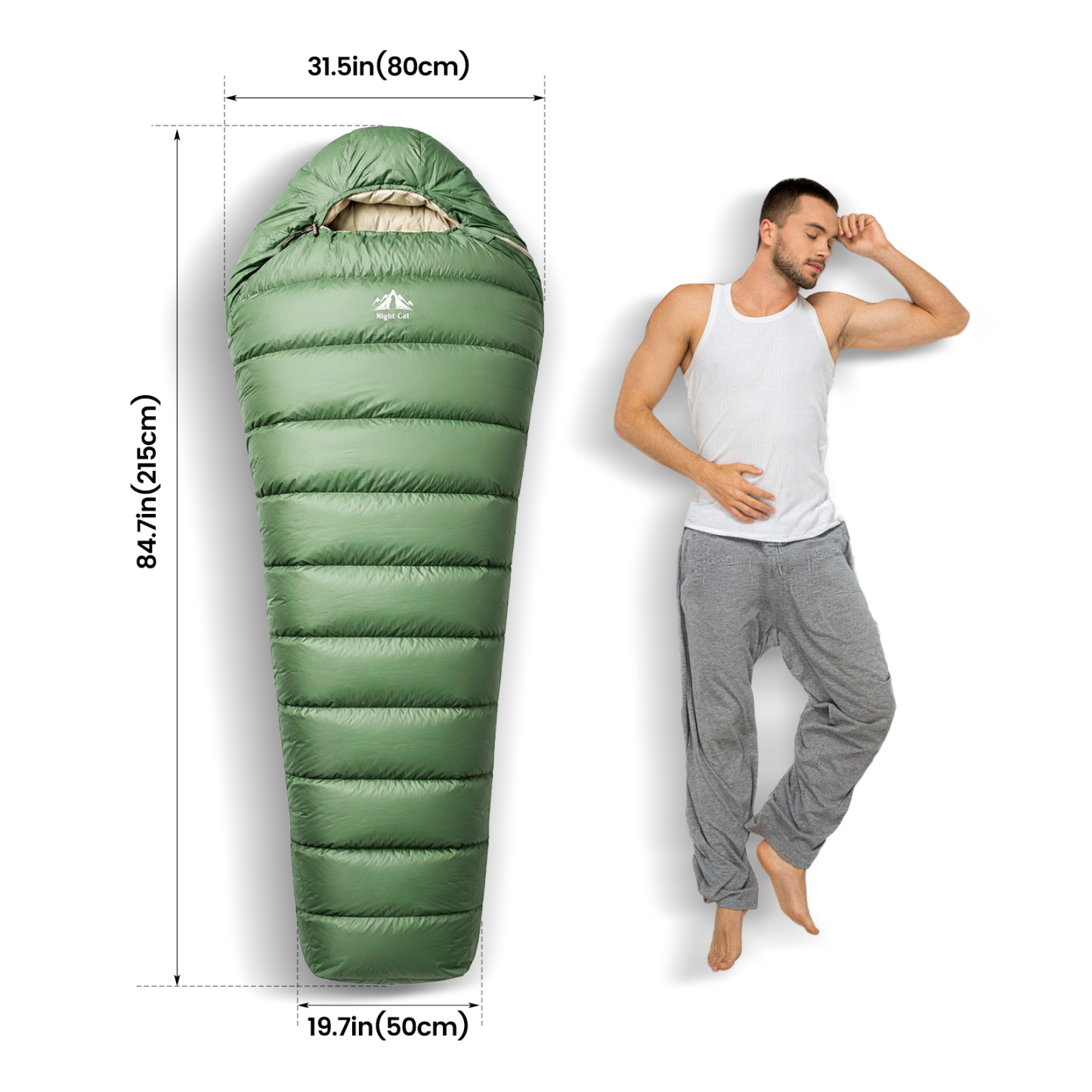 Night Cat Sleeping Bag for Camping: 550 Fill Power Mummy Down Sleeping Bag for Backpacking