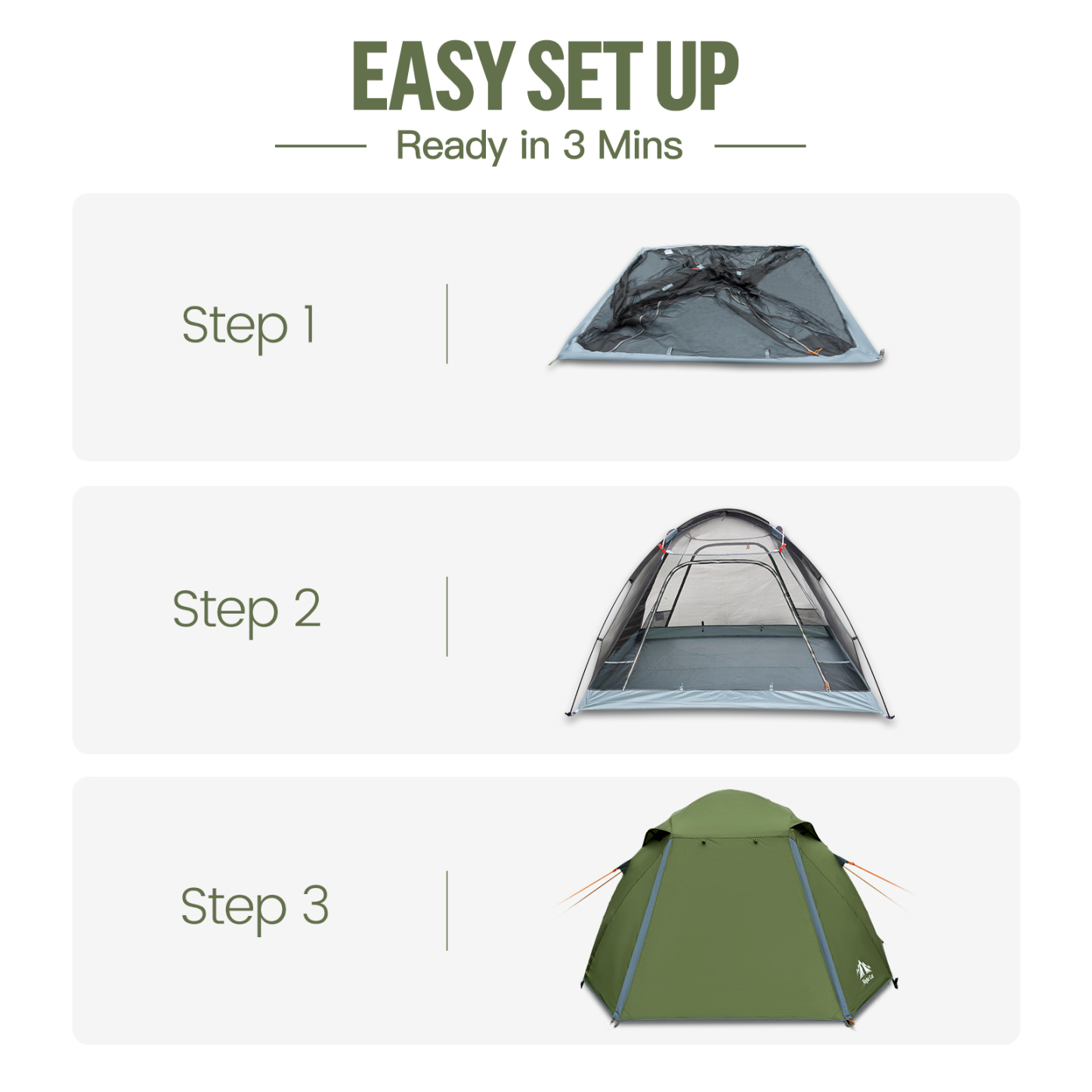 Night Cat 4-Persons Camping Tent: Waterproof Easy Setup Famliy Tent | Backpacking Lightweight Hiking 3 Season 7.8x7.3x5.1ft Green 10Lbs
