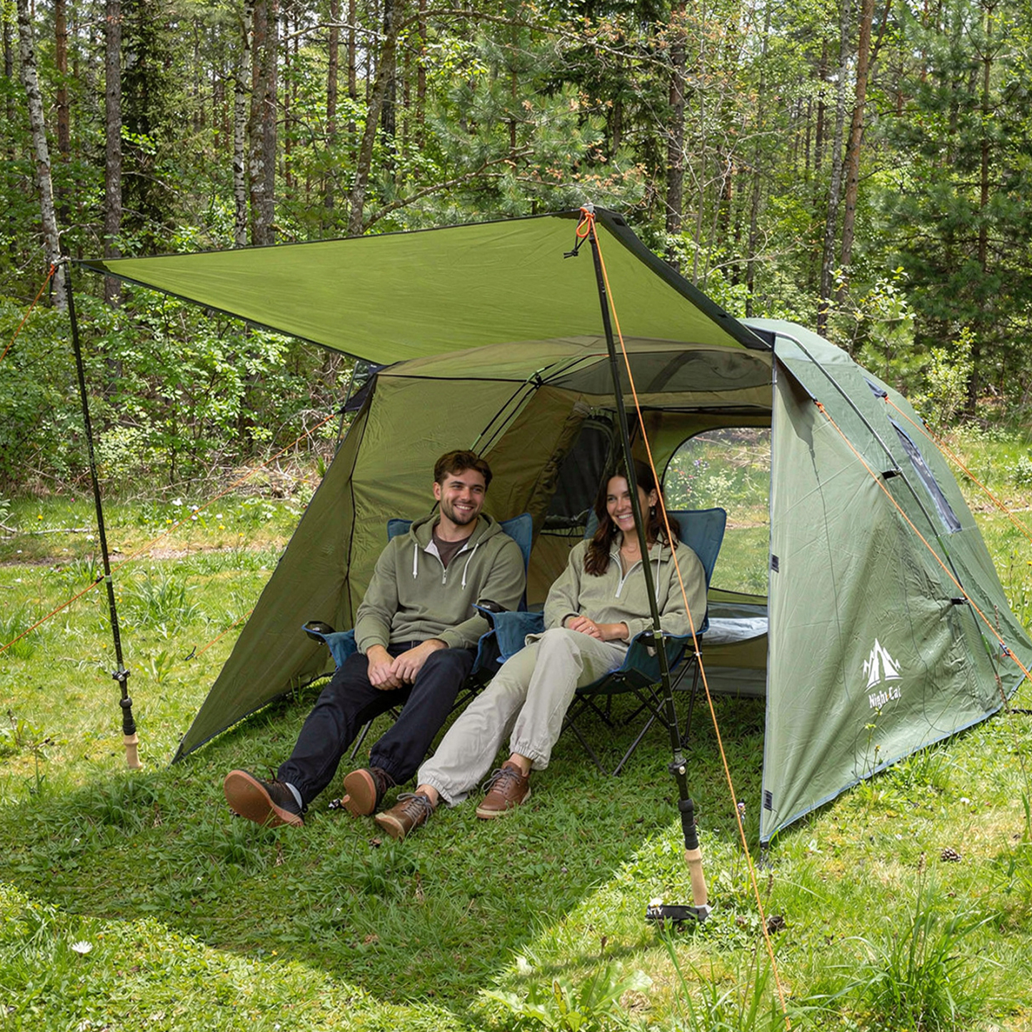 Night Cat 4 Man Family Tent with Porch | Camping, Lightweight, Waterproof Tent, Large Living Area, Adults, Hiking, Trekking, Outdoor
