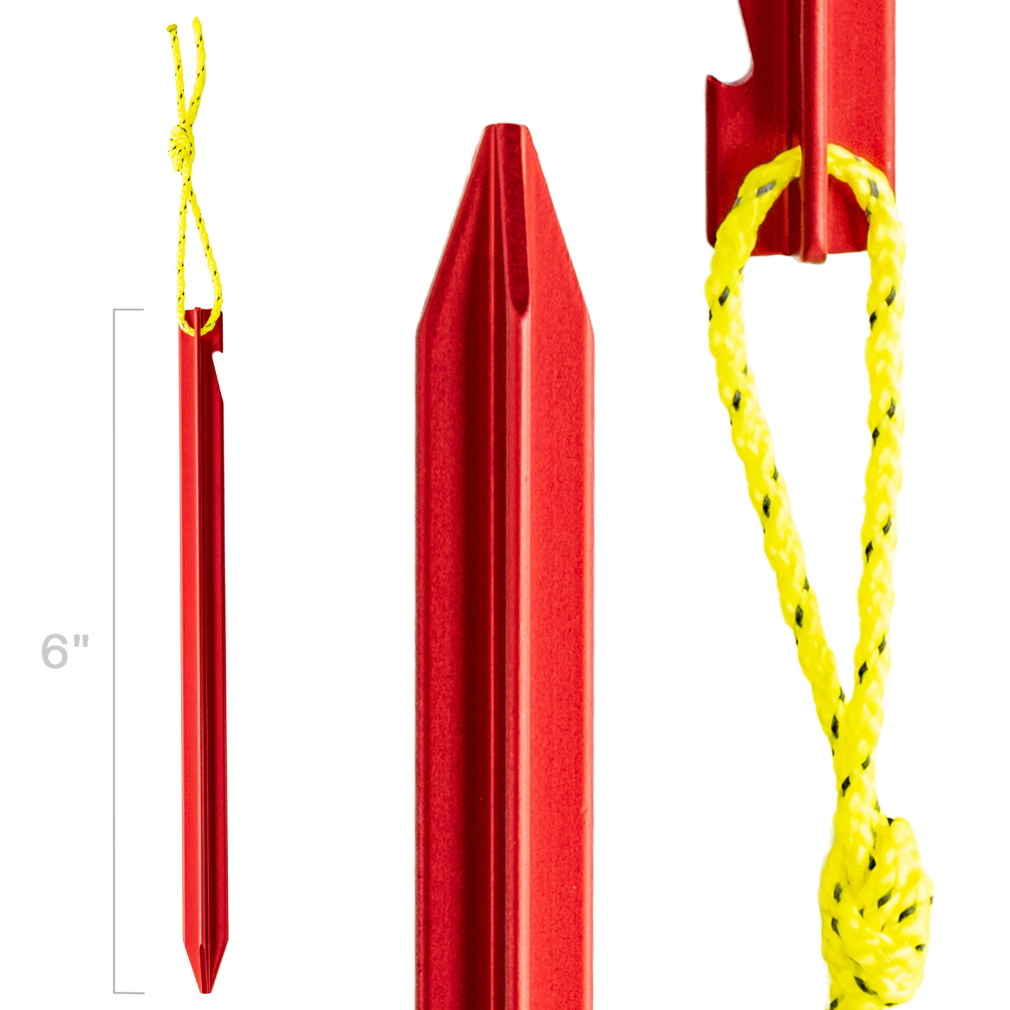 Night Cat 12 Pack Tent Stakes: Four-Sided Aluminum Pegs with Reflective Pull Ropes for Camping Hiking Garden