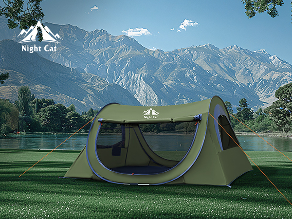 Night Cat Pop Up Tent 1 Person: Waterproof Camping Tent Easy Setup for Picnic Festival in Park Backyard