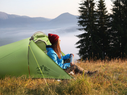 Night Cat 1 Person Tunnel Tent: Ultralight Backpacking Tent Waterproof for Camping Travel Wild