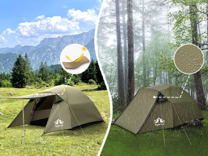 Night Cat Camping Tent 2 3 Persons with Porch Family Backpacking Tent Double Layers Waterproof Easy Clip Setup 7x6x4.3ft Porch Pole Not Inlcuded