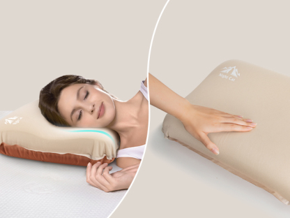 Night Cat Self-Inflatable Camping Pillow: Lightweight Comfortable Memory Foam Pillow for Outdoor Travel Car Camp