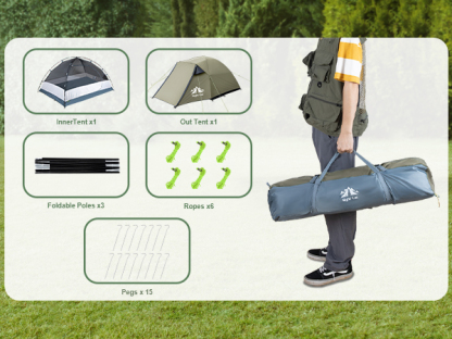 Night Cat Camping Tent 2 3 Persons with Porch Family Backpacking Tent Double Layers Waterproof Easy Clip Setup 7x6x4.3ft Porch Pole Not Inlcuded