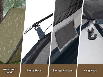 Night Cat Camping Tent 2 3 Persons with Porch Family Backpacking Tent Double Layers Waterproof Easy Clip Setup 7x6x4.3ft Porch Pole Not Inlcuded