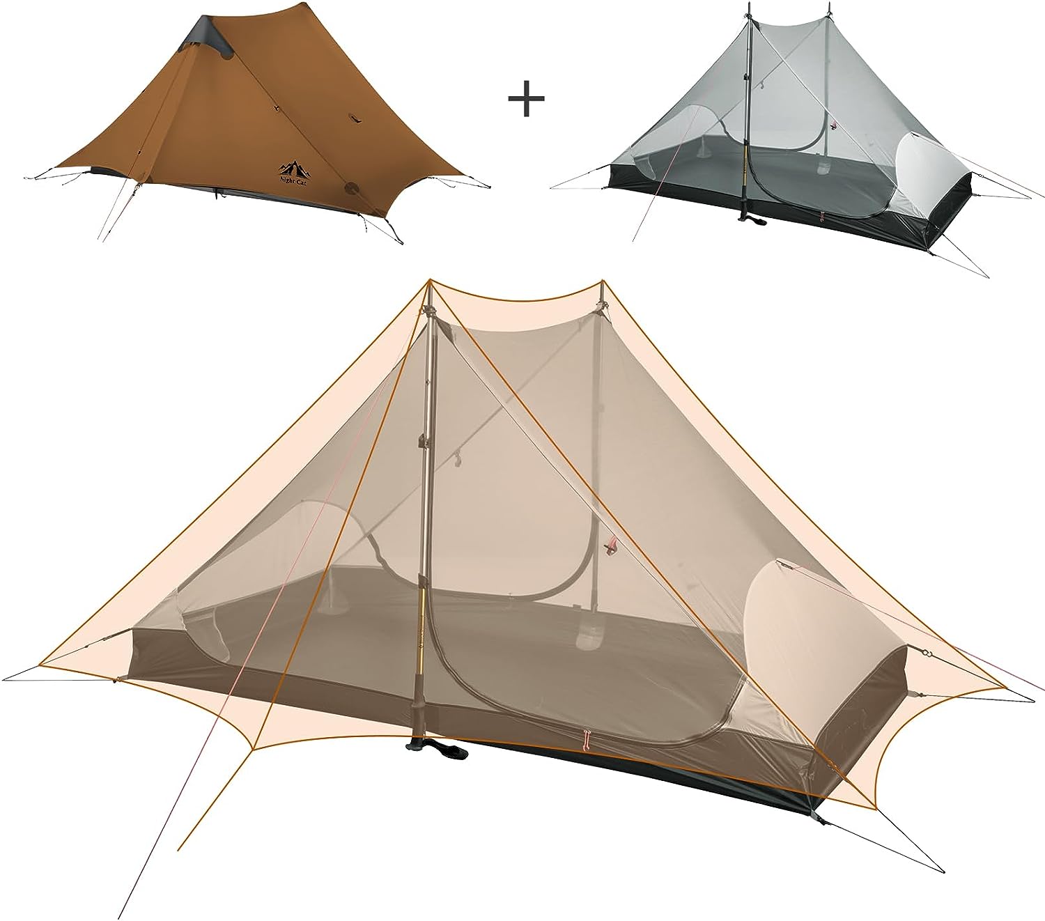 Night Cat Backpacking Tent with Inflatable Double Sleeping Pad Lightweight Waterproof Portable Easy Setup Outdoors for 2 Persons並行輸入 Best Camping Hammock tent with Mosquito Net and Rainfly \u2013 Night