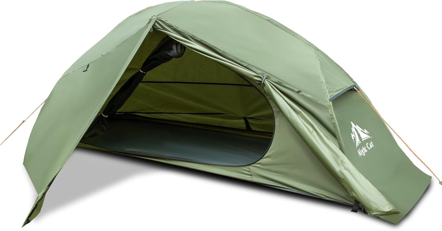 Night Cat 1-Person Camping Tent: Lightweight Waterproof Hiking Tent fo