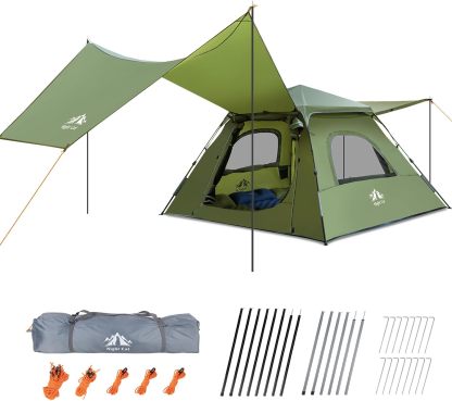 Night Cat Instant Cabin Tent with Canopy Tarp 3 Persons Waterproof Pop