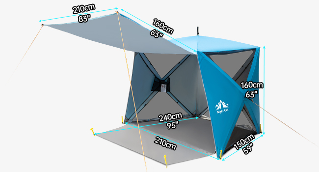 Night Cat Pop-up Beach Tent: 3 4 Persons Beach Shelter with Canopy and Footprint, UPF 50+ UV Protection Backyard Camping Outdoor Canopy Poles Not Included