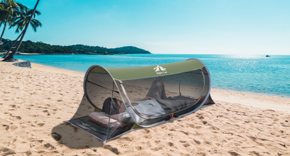 Night Cat Pop-up Mosquito Tent: 1 Person Camping Tent with Bug Screen Net Easy Set-up Tent Fits with Camping Cot (Exclueded)