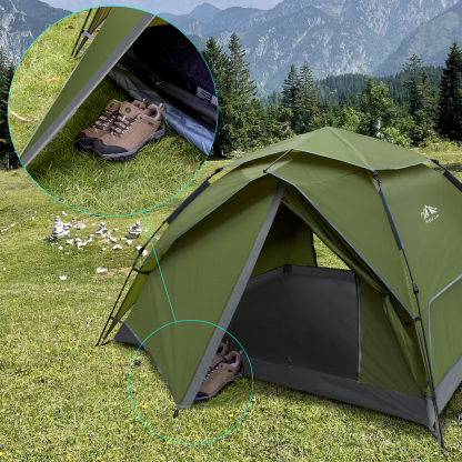 Night Cat Pop Up Tent for 4 Person Man Waterproof Throwing Tent Breathable Easy Adjustment for Camping Hiking