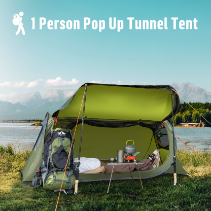 Night Cat Pop-up Camping Tent: 1 Person Tent Waterproof Instant Easy Setup Tunnel Tent Fits with Camping Cot (Excluded)