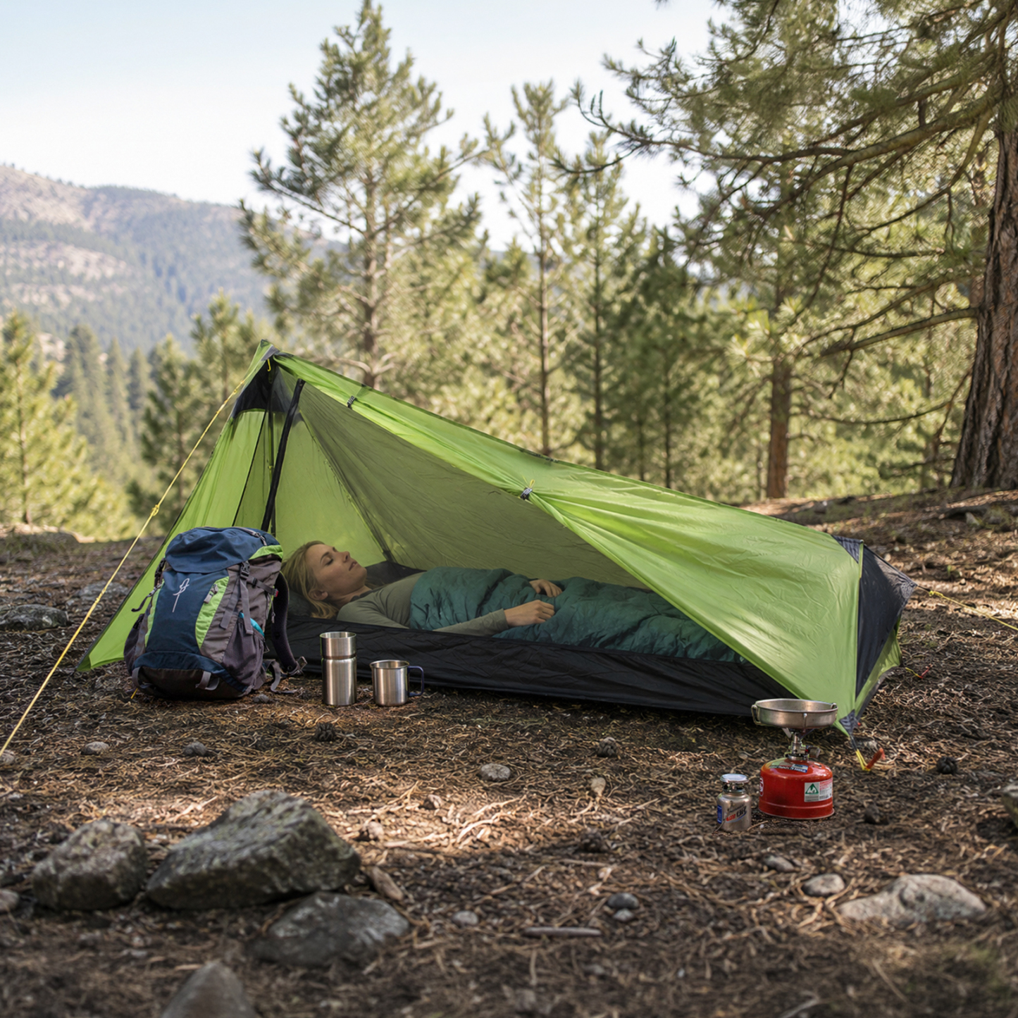 Night Cat 1 Man Ultralight Tent: Waterproof Lightweight PU5000MM Tent Silnylon 15D 1.1kg 1 Person for Camping Backpacking Hiking