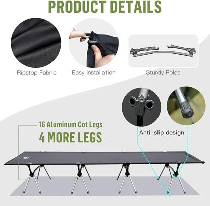 Night Cat Pop-up Camping Tent: 1 Person Tent Waterproof Instant Easy Setup Tunnel Tent Fits with Camping Cot Combo Set