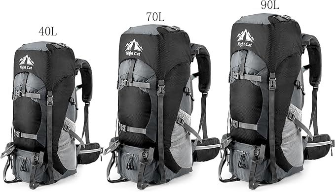 Night Cat Hiking Backpacks 90L Camping Backpacking Packs for Men Women Lightweight Outdoor for Mountaineering Traveling, No Internal Frame