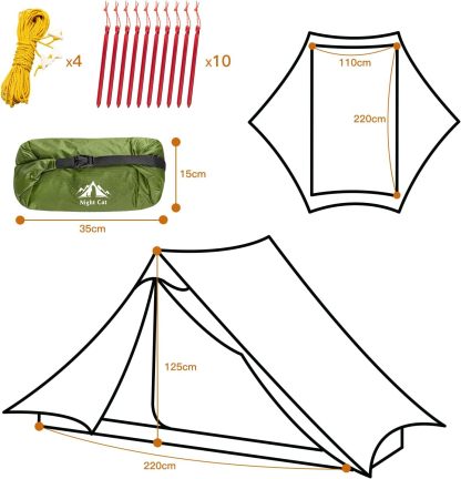 Night Cat Backpacking Tent Ultralight Waterproof Professional Hiking Tent for 2 Person