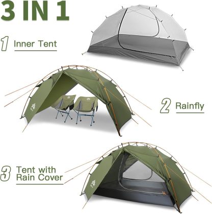 Night Cat Backpacking Tents 2 Persons with Separated Rainfly Aluminium Pole