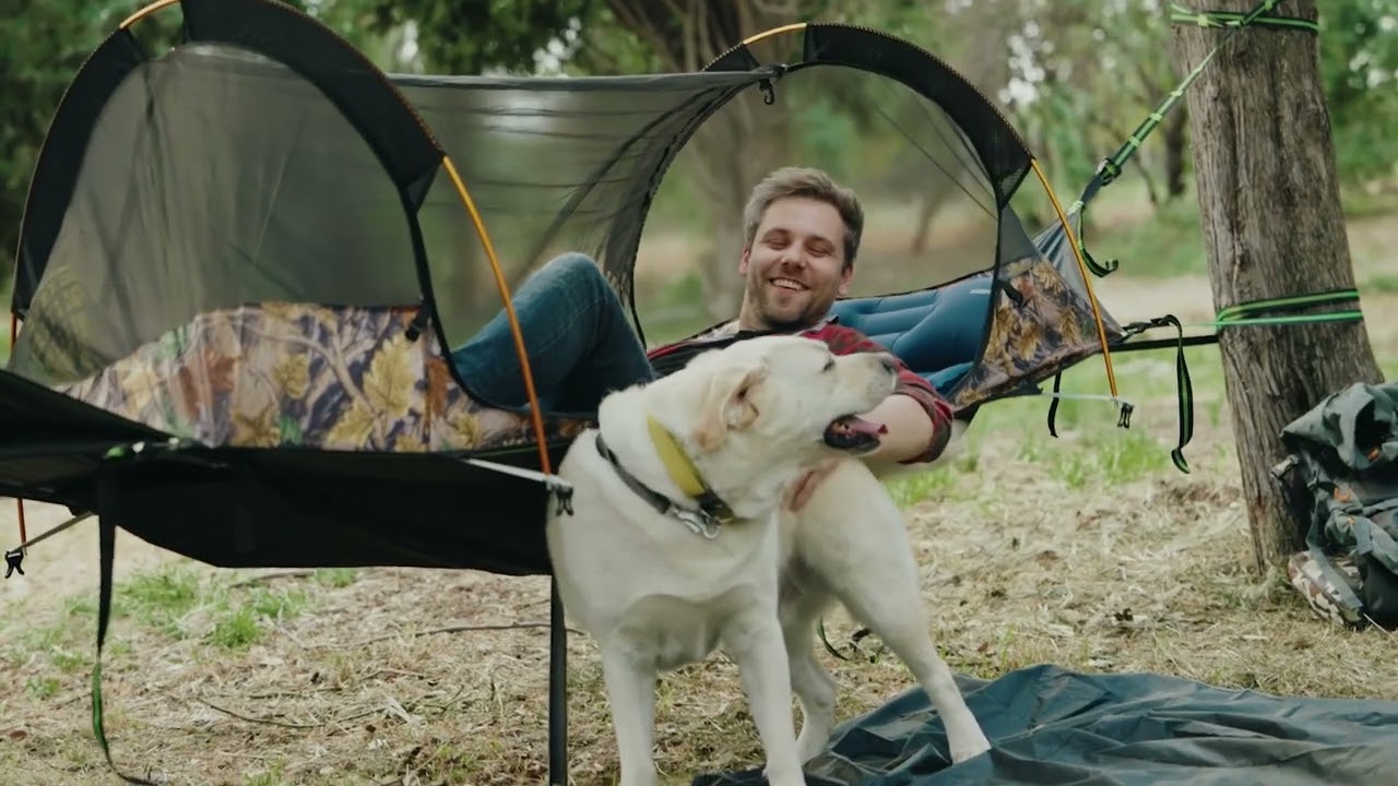 Night Cat Lay Flat Hammock Tent with Mosquito Net & Rainfly