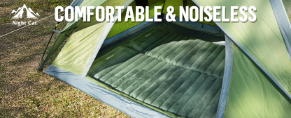 Night Cat Sleeping Pad for Camping - Ultralight Inflatable Sleeping Mat with Built-in Pillow & Foot Pump