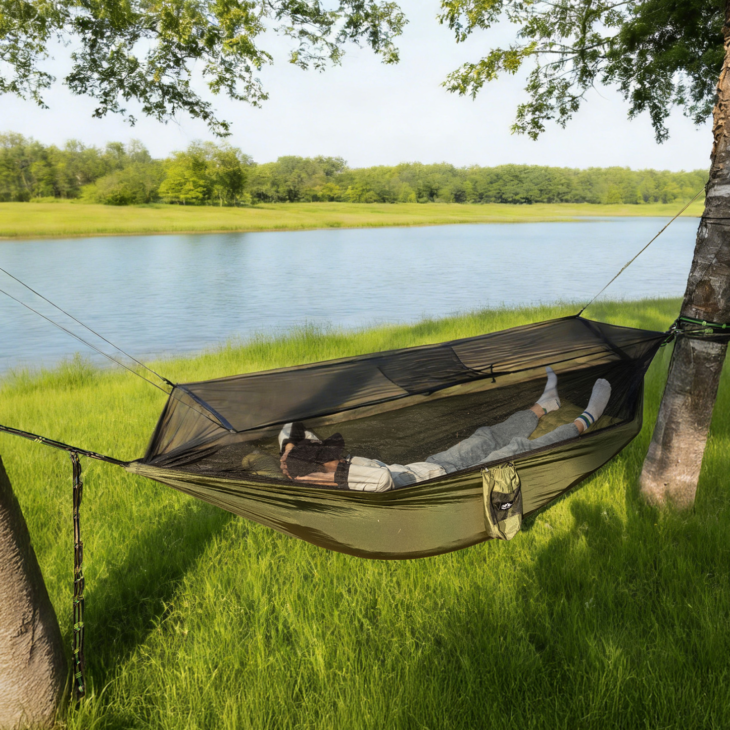 Night Cat Mosquito Net Hammock:Packable Single Person Hammocks with Mesh for Outdoor Travel Camping Hiking Backpacking