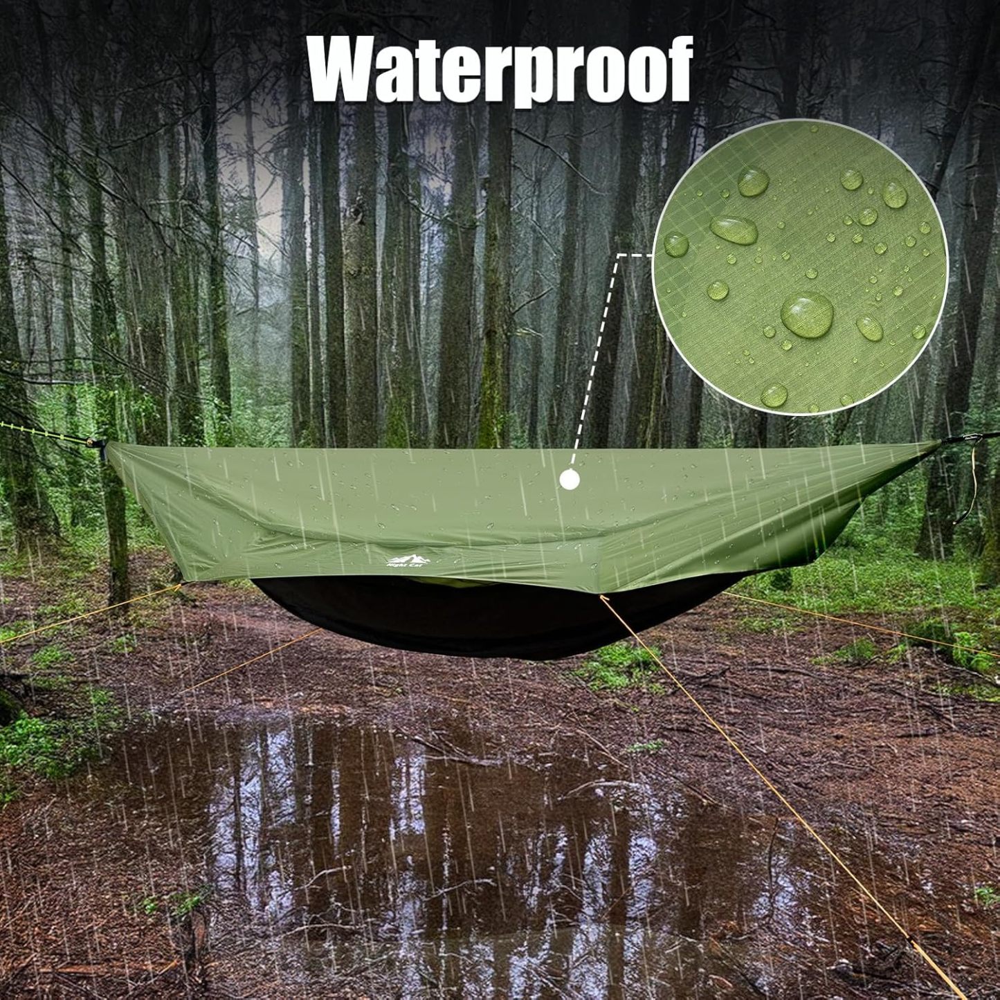 Night Cat Camping Hammock Tent: Lightweight Portable 4 in 1 Hammock with Rain Tarp and Mosquito Net for Hiking Jungle Outdoor