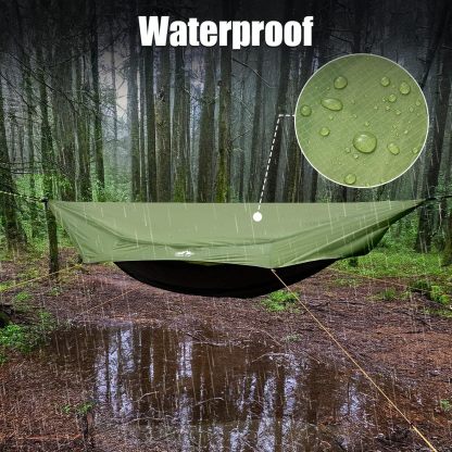 Night Cat Camping Hammock Tent: Lightweight Portable 4 in 1 Hammock with Rain Tarp and Mosquito Net for Hiking Jungle Outdoor