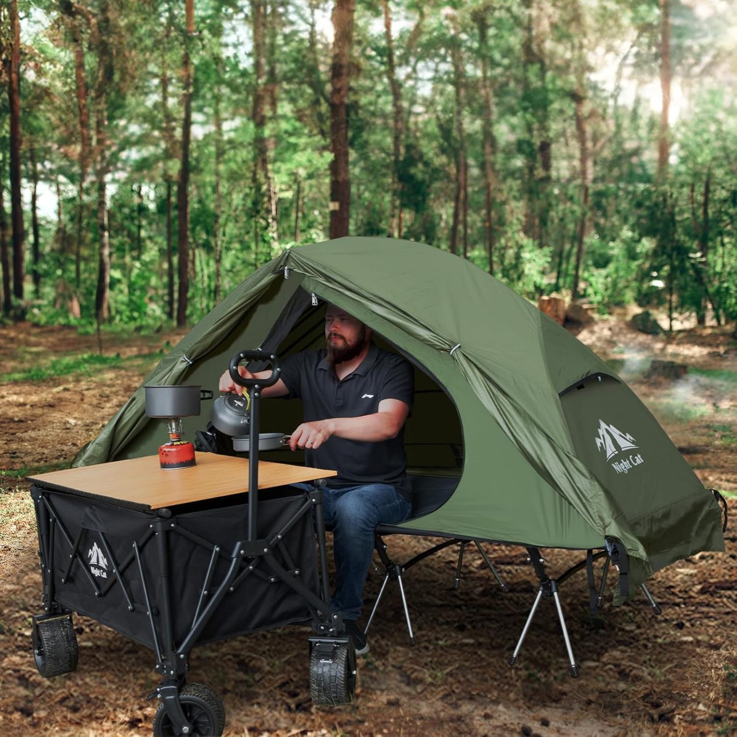 Night Cat 1-Person Camping Tent: Lightweight Waterproof Hiking Tent for Adult(cot is excluded)