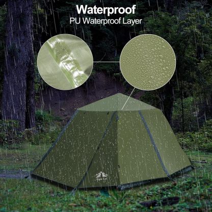 Night Cat Instant Cabin Tent with Rainfly 2-3 Persons Waterproof Pop Up Tents with Porch for Family Camping Double Layers Automatic Hydraulic Easy Set Up Outdoor