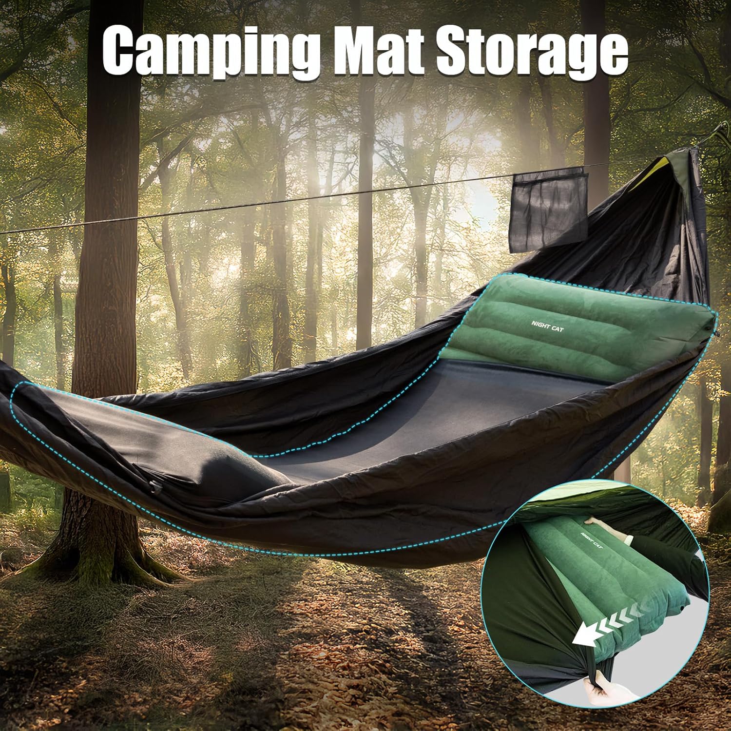 Night Cat Camping Hammock Tent with Mosquito Net and Rain Fly 1-2 Persons B Night Cat Camping Hammock Tent: Lightweight Portable 4 in 1 Hammock with  Rain Tarp and Mosquito Net for Hiking Jungle Outdoor