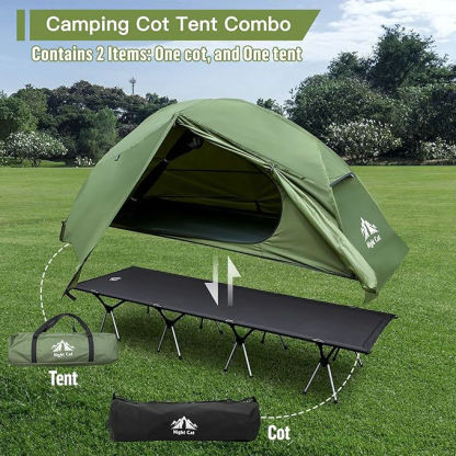 Night Cat Camping Cot Tent Waterproof 1 Person Off-Ground Combo Cot Bed for Adults Portable Easy Set-up Tent