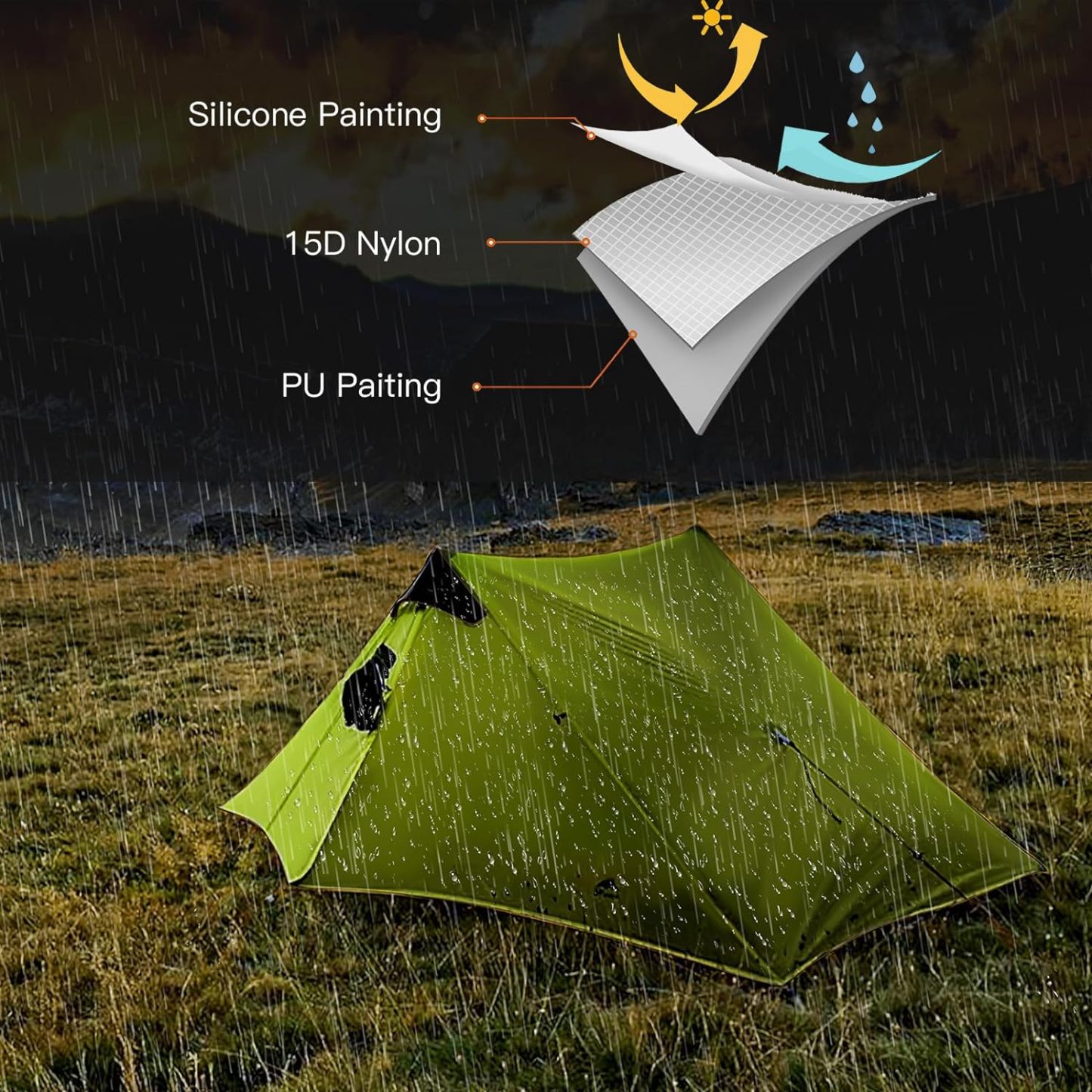 Night Cat Backpacking Tent Ultralight Waterproof Professional Hiking Tent for 2 Person