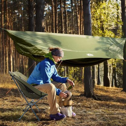 Night Cat Camping Hammock Tent: Lightweight Portable 4 in 1 Hammock with Rain Tarp and Mosquito Net for Hiking Jungle Outdoor