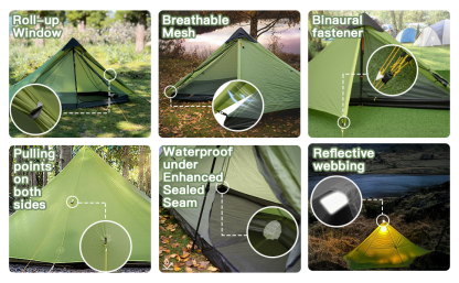 Night Cat Ultralight Tent 1 Person for Professional Backpacker Hiker 2 LBS Only Lanshan Backpacking Bivvy Ground Tent Heavy Rain Waterproof Trekking Pole Not Included