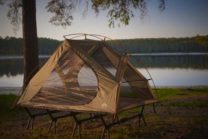 Night Cat 2-Person Cot Tent: Waterproof Vestibule Portable Tent Cot Combo for Outdoor Camping 87x51x40in 	51.1'' Width