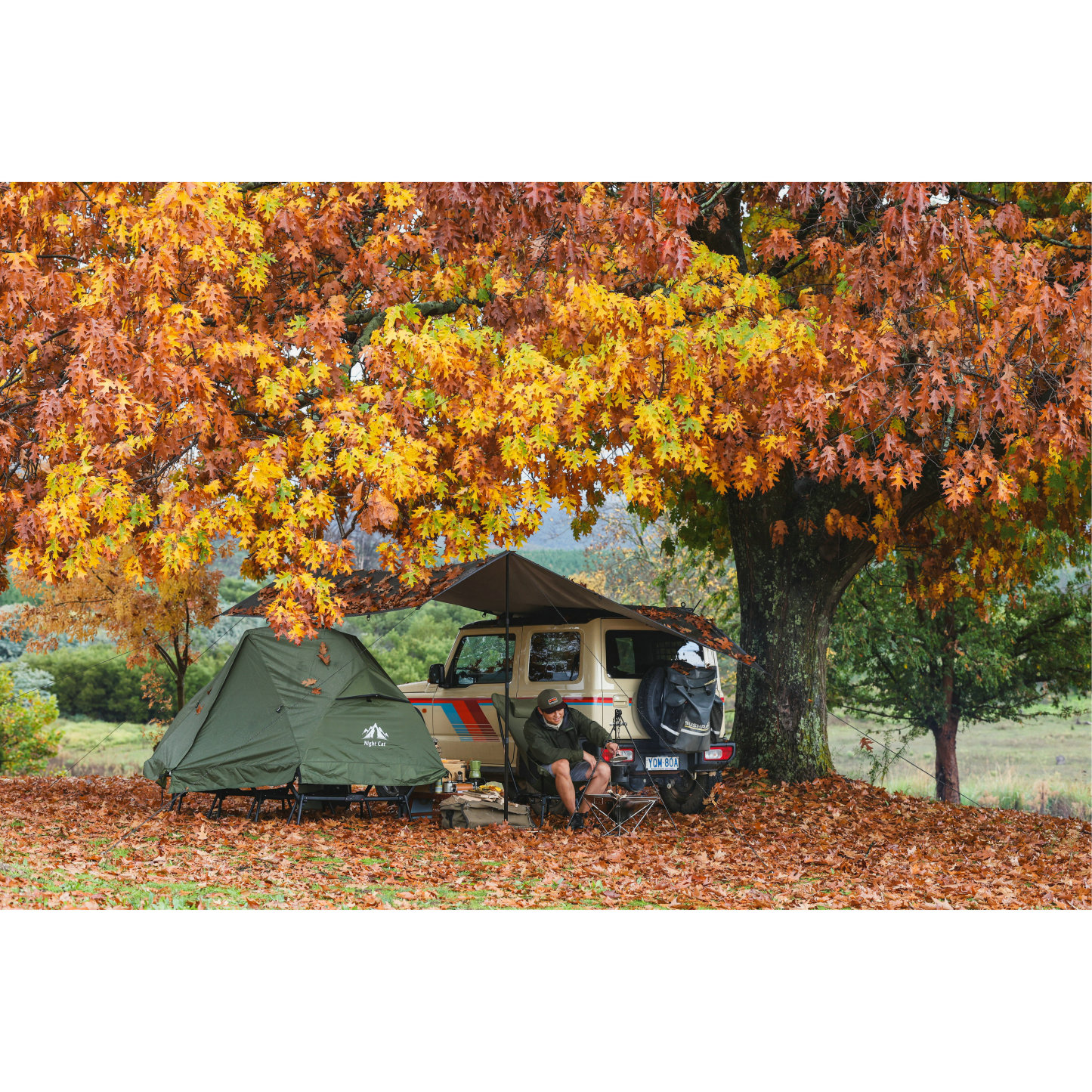 Night Cat 2-Person Cot Tent: Waterproof Vestibule Portable Tent Cot Combo for Outdoor Camping 87x51x40in 	51.1'' Width