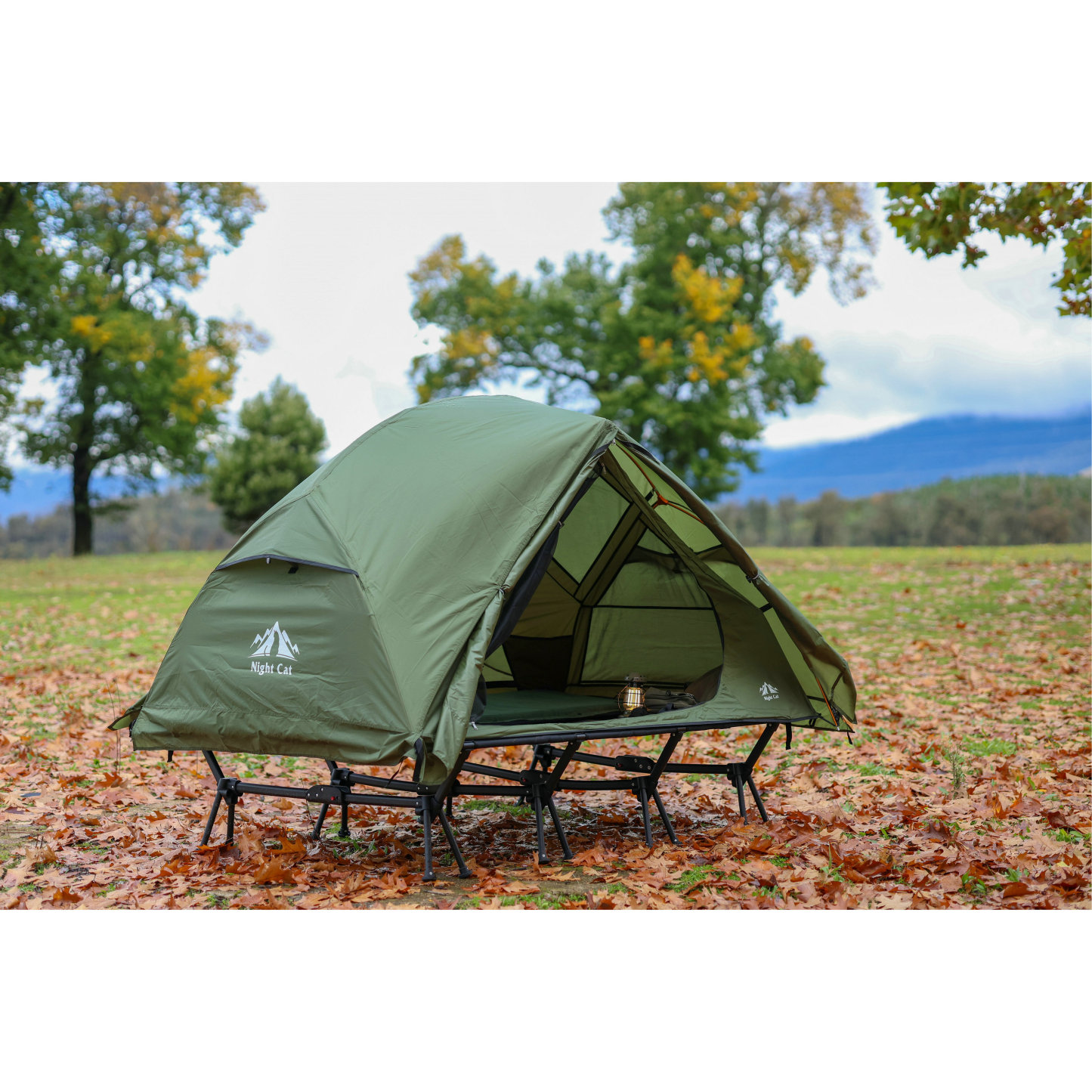 Night Cat 2-Person Cot Tent: Waterproof Vestibule Portable Tent Cot Combo for Outdoor Camping 87x51x40in 	51.1'' Width