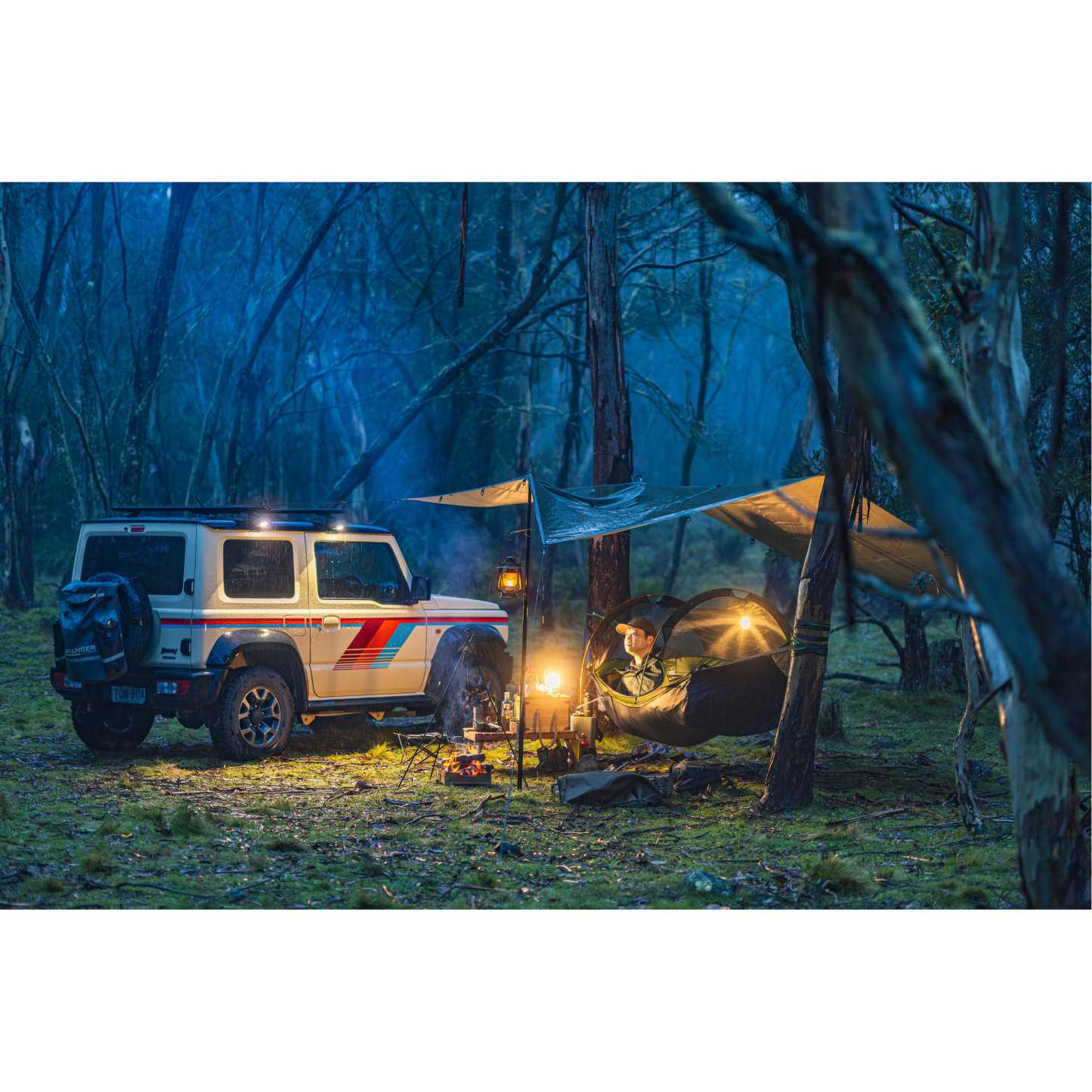 Night Cat Flat Lay Hammock Tent with Mosquito Net Waterproof Rainfly for 1 Person Backpacking Hiking Camping Lightweight 330LBS 87x28x19in with sleeping pad