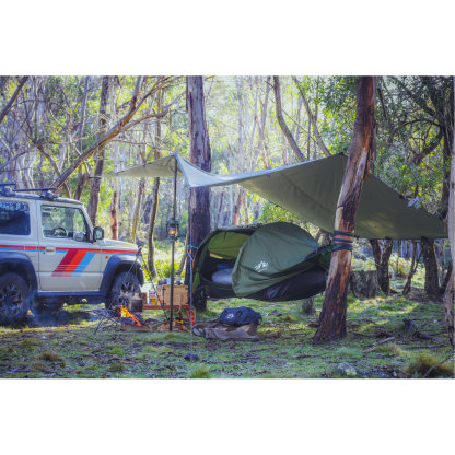 Night Cat Flat Lay Hammock Tent with Mosquito Net Waterproof Rainfly for 1 Person Backpacking Hiking Camping Lightweight 330LBS 87x28x19in with sleeping pad