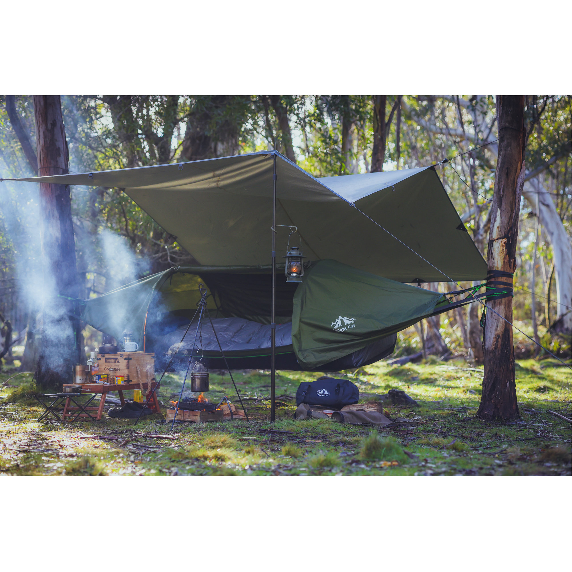 星野様用 Night Cat ナイトキャット ハンモックテント エアマット付き Night Cat Flat Lay Hammock Tent with Mosquito Net Waterproof
