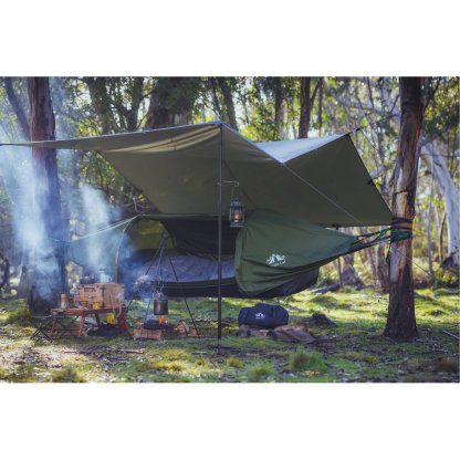 Night Cat Flat Lay Hammock Tent with Mosquito Net Waterproof Rainfly for 1 Person Backpacking Hiking Camping Lightweight 330LBS 87x28x19in with sleeping pad