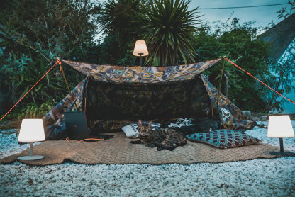Night Cat Flat Lay Hammock Tent with Mosquito Net Waterproof Rainfly Storage Room for 1 Person Backpacking Hiking Camping Lightweight 330LBS 87x28x19in Army Green
