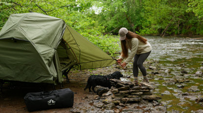 Night Cat 2-Person Cot Tent: Waterproof Vestibule Portable Tent Cot Combo for Outdoor Camping 87x51x40in 	51.1'' Width