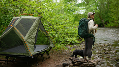Night Cat 2-Person Cot Tent: Waterproof Vestibule Portable Tent Cot Combo for Outdoor Camping 87x51x40in 	51.1'' Width