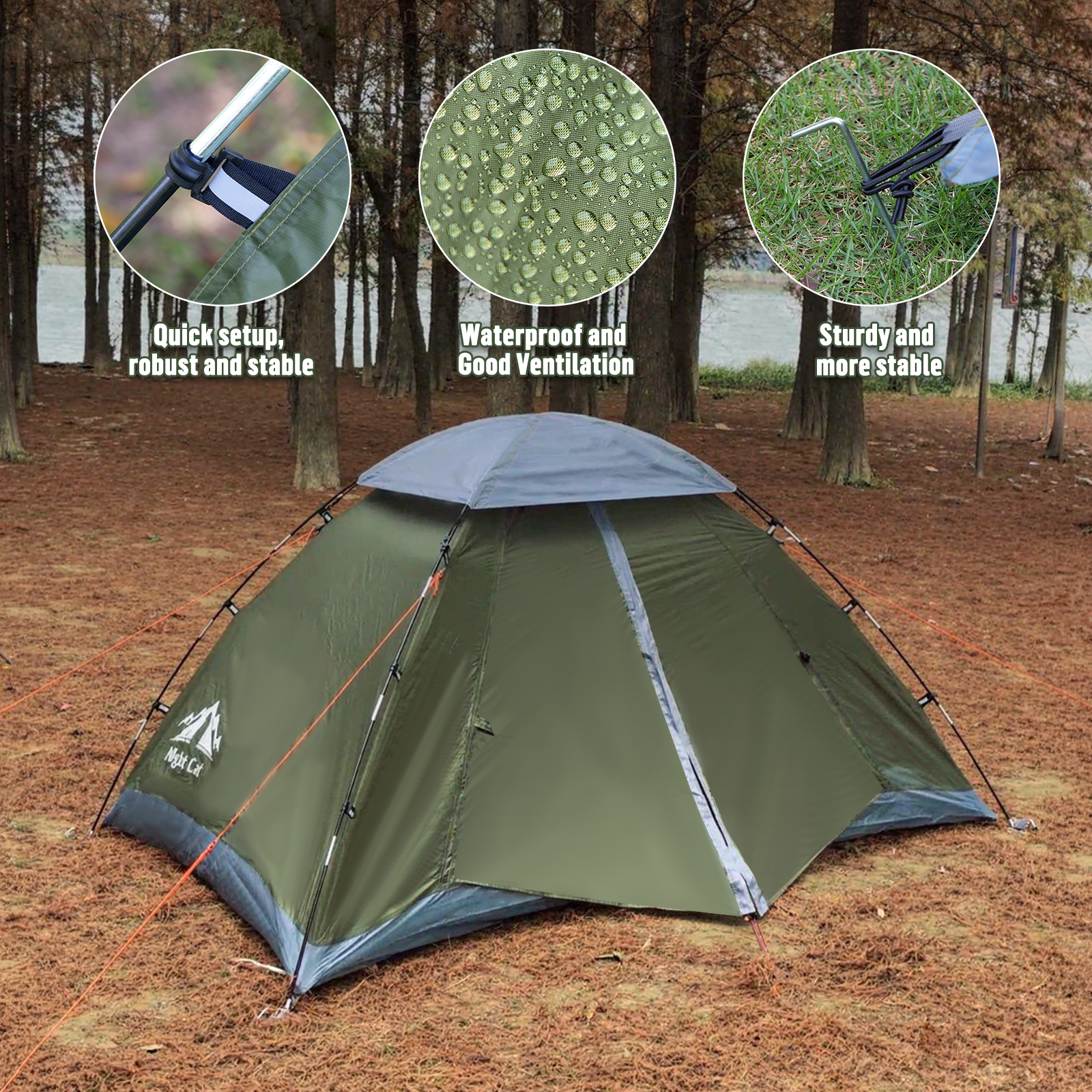 Night Cat Upgraded Backpacking Tent - Easy Clip Setup For 1-2 People, Rainproof & Lightweight