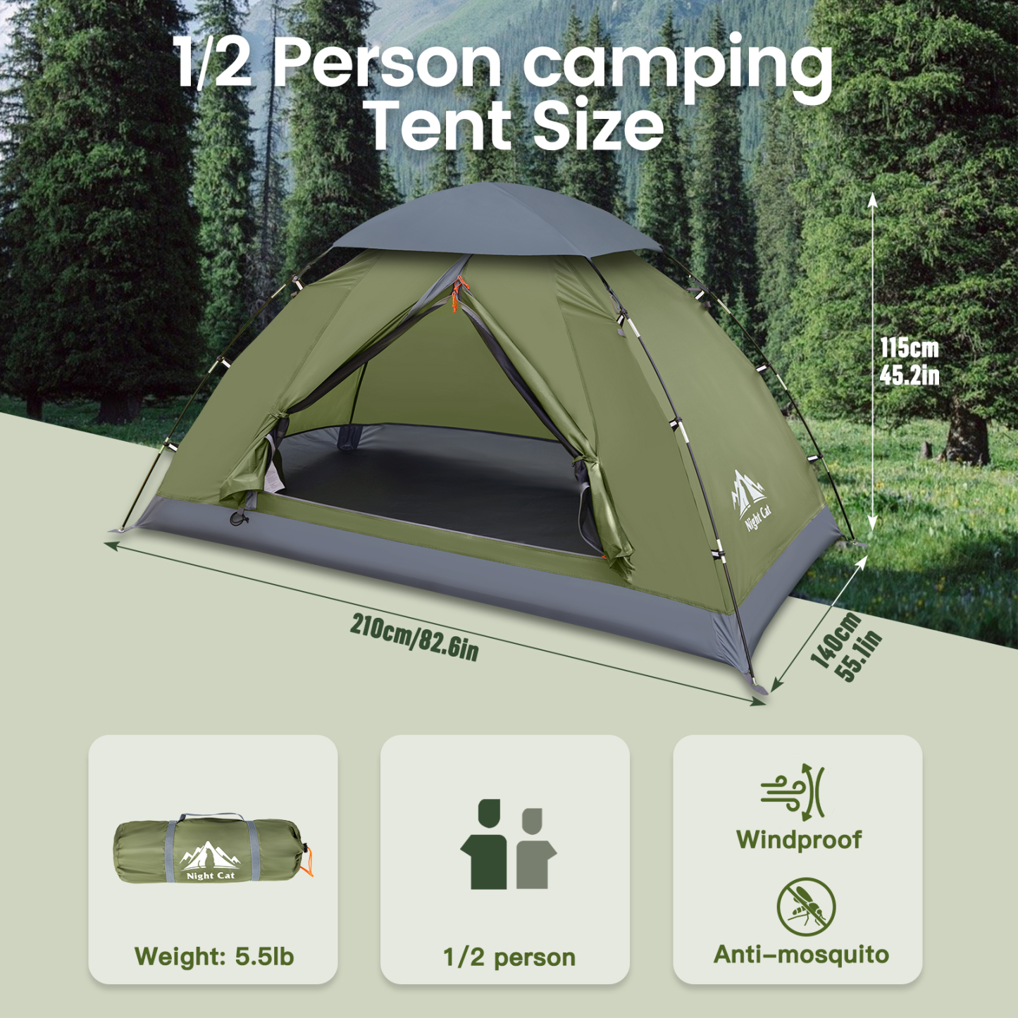 Night Cat Upgraded Backpacking Tents 1 2 Persons Easy Clip Setup Camping Tent Adults Scouts Heavy Rainproof Compact Lightweight