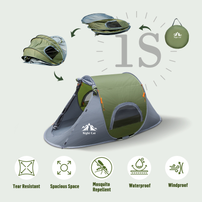 Night Cat Pop-up Camping Tent: 1 Person Tent Waterproof Instant Easy Setup Outdoor Tent