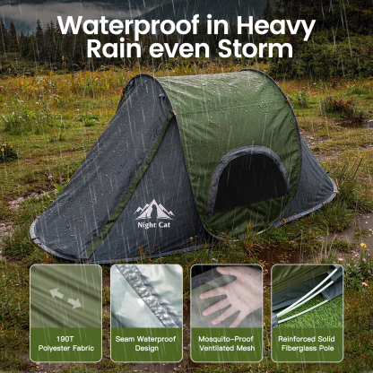 Night Cat Pop-up Camping Tent: 1 Person Tent Waterproof Instant Easy Setup Outdoor Tent