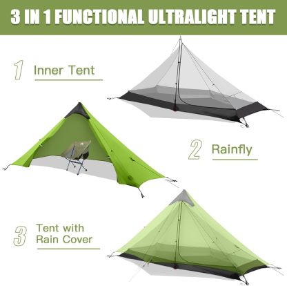 Night Cat Ultralight Tent with Collapsible Trekking Pole for Professional Backpacker Hiker 